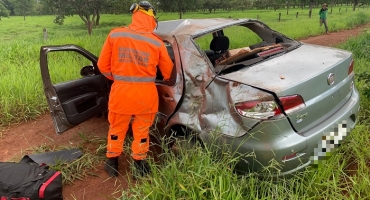 Motorista e passageira ficam feridas em acidente na MGC-354 em Presidente Olegário 