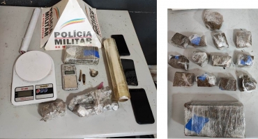 PM encontra bolsa cheia de droga em casa de foragido da justiça em Patos de Minas