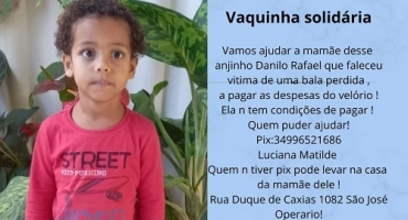 Família de Patos de Minas pede ajuda para pagar funeral de criança que morreu após ser atingido por tiro 