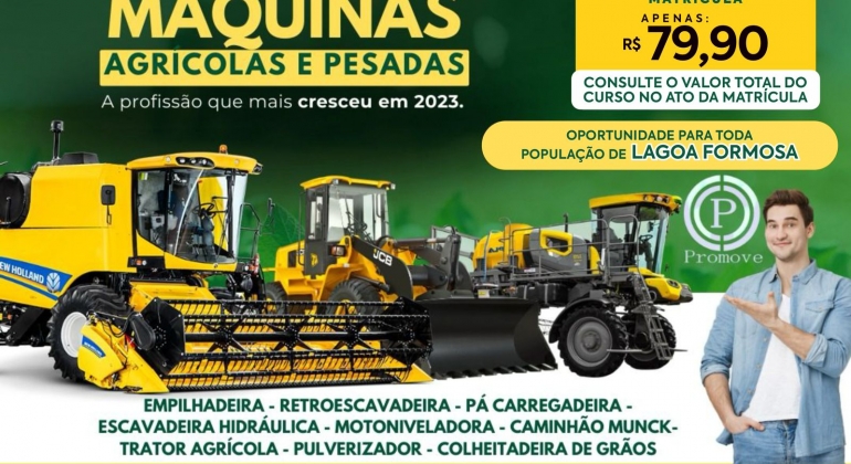 A PROMOVE realiza em Lagoa Formosa cursos de formação profissional na área de operador de máquinas pesadas e agrícolas