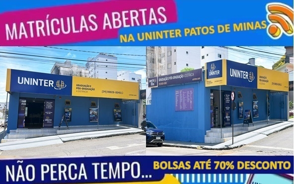 UNINTER Patos de Minas lança 10 novos cursos superiores em diversas áreas; bolsas até 50% de desconto