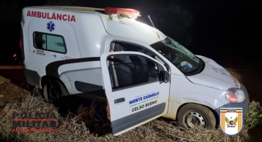 Monte Carmelo - Ambulância transportando pacientes atropela bovino na MG-223
