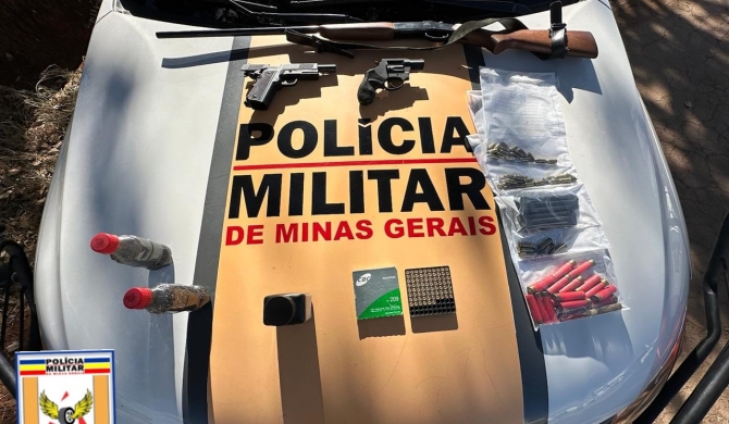 Polícia Militar Rodoviária prende homem portando três armas de fogo em veículo na MGC-354; em Presidente Olegário