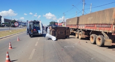 Motorista de Dodge Ram se distrai e provoca acidente na Avenida Marabá; em Patos de Minas