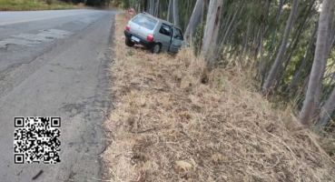 Patos de Minas - Motorista perde controle após carro apresentar defeito mecânico na MGC-354 e três pessoas ficam feridas