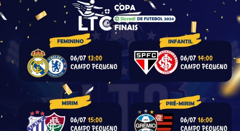 Assista ao Vivo nesse sábado (6) as finais da Copa Sicredi de Futebol Society Infantil e Feminino Adulto do LTC