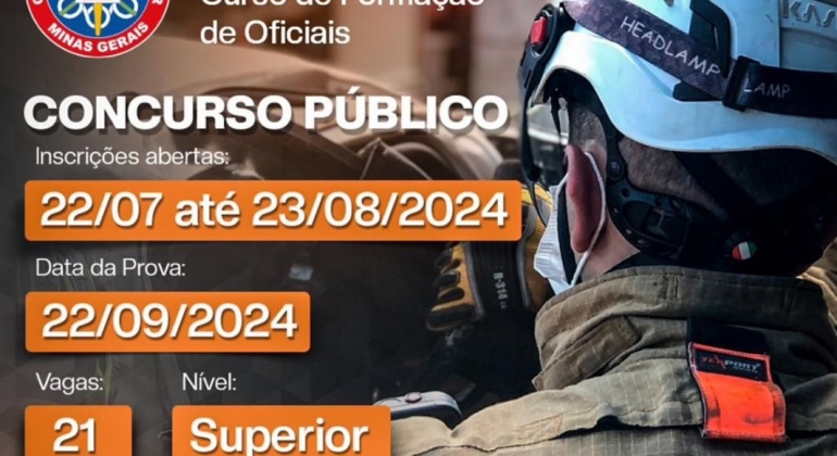 Concurso do Corpo de Bombeiros de Minas Gerais com 329 vagas está com as inscrições abertas 