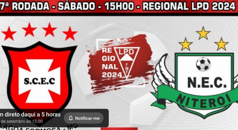 Assista Ao Vivo - Santa Cruz recebe o Niterói em Lagoa Formosa em partida decisiva pelo Campeonato Regional da LPD