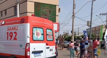 Carmo do Paranaíba – SAMU socorre idosa de 94 anos atropelada no centro da cidade