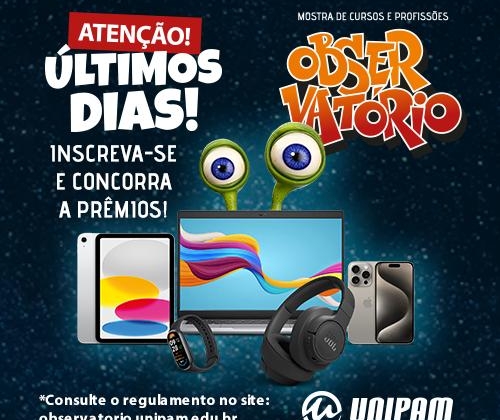 Últimos dias para se inscrever no Observatório UNIPAM