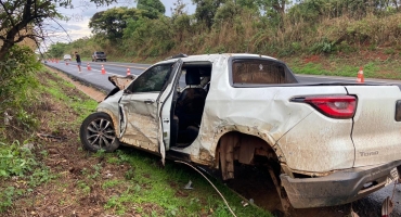 Motorista embriagada para veículo no meio da pista da BR-365 e provoca grave acidente envolvendo caminhonete com ocupantes de Lagoa Formosa