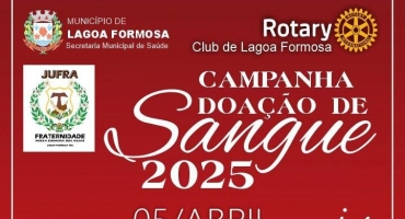 Rotary Club de Lagoa Formosa realiza neste sábado (5/4) campanha de doação de sangue Rotary Club de Lagoa Formosa realiza neste sábado (5/4) campanha de doação de sangue