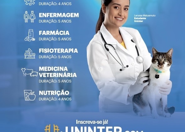Faculdade Uninter Patos de Minas abre matriculas para cursos na área da saúde; bolsas com até 50% de desconto Faculdade Uninter Patos de Minas abre matriculas para cursos na área da saúde; bolsas com até 50% de desconto