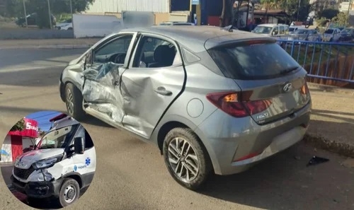 Ambulância da cidade de Vazante colide contra automóvel na cidade de Patos de Minas; veja vídeo Ambulância da cidade de Vazante colide contra automóvel na cidade de Patos de Minas; veja vídeo