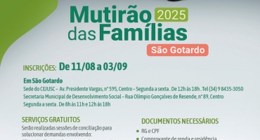 Defensoria Itinerante levará o Mutirão das Famílias para a região do Alto do Paranaíba Defensoria Itinerante levará o Mutirão das Famílias para a região do Alto do Paranaíba