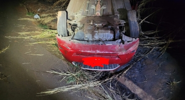 Lagoa Formosa - Motorista inabilitado capota veículo na BR-354 e acaba preso Lagoa Formosa - Motorista inabilitado capota veículo na BR-354 e acaba preso