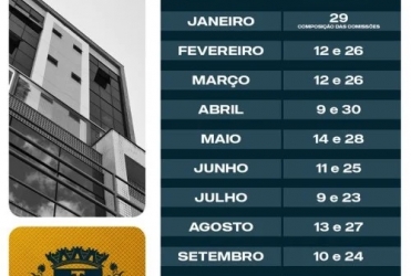 Câmara Municipal de Patos de Minas define calendário das reuniões ordinárias de 2026