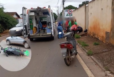 Patos de Minas - Acidente entre motocicletas deixa dois feridos na Rua São Geraldo