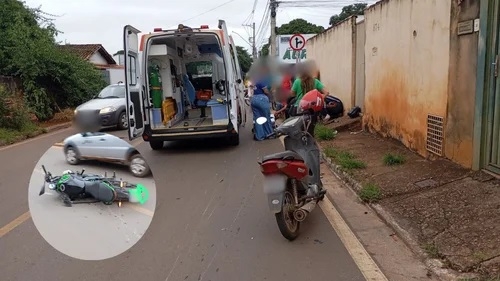 Patos de Minas - Acidente entre motocicletas deixa dois feridos na Rua São Geraldo