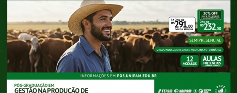 UNIPAM oferta pós-graduação em Gestão na Produção de Bovinos de Leite e de Corte